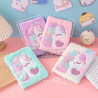 1PC A5 Unicorn Plush Notebook Macaron Girl Heart Diary Student Cartoon Handbook Adhesive Edition