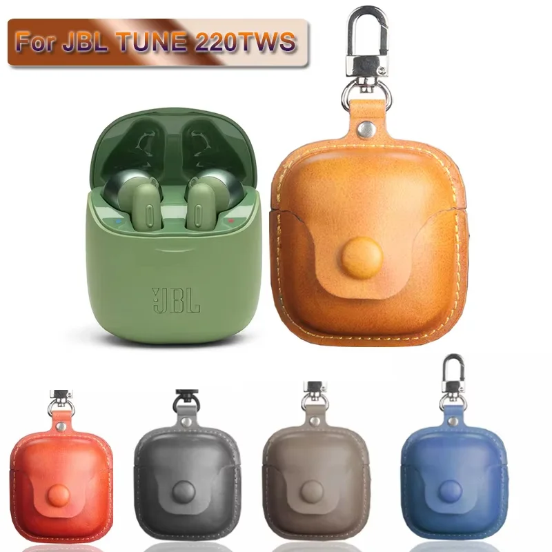 NEW Leather Case for JBL TUNE 220TWS Portable Protective Cover with Keychain for JBL TUNE 220TWS Bluetooth Headset Charging Box