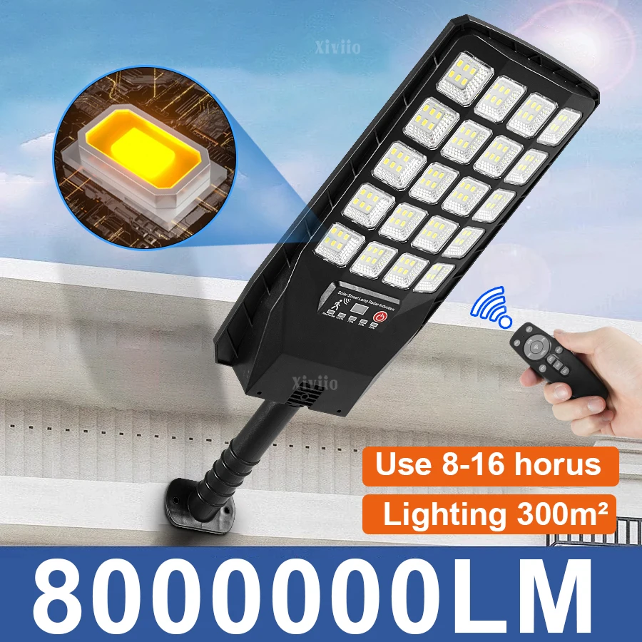 

8000000LM Most Powerful Outdoor Solar LED Light 300² Lighting IP65 Wall Light Motion Sensor Solar Lamp 1200W Street Spotlight