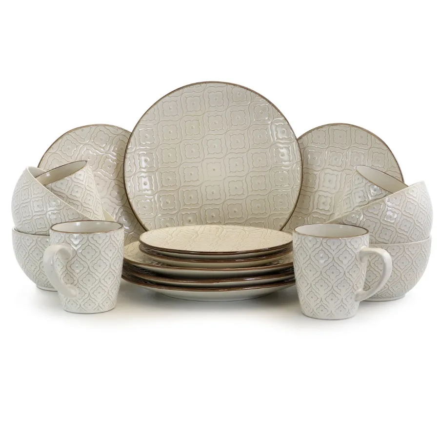 

Luxurious Dinnerware Stoneware Off-White 12 Pack
