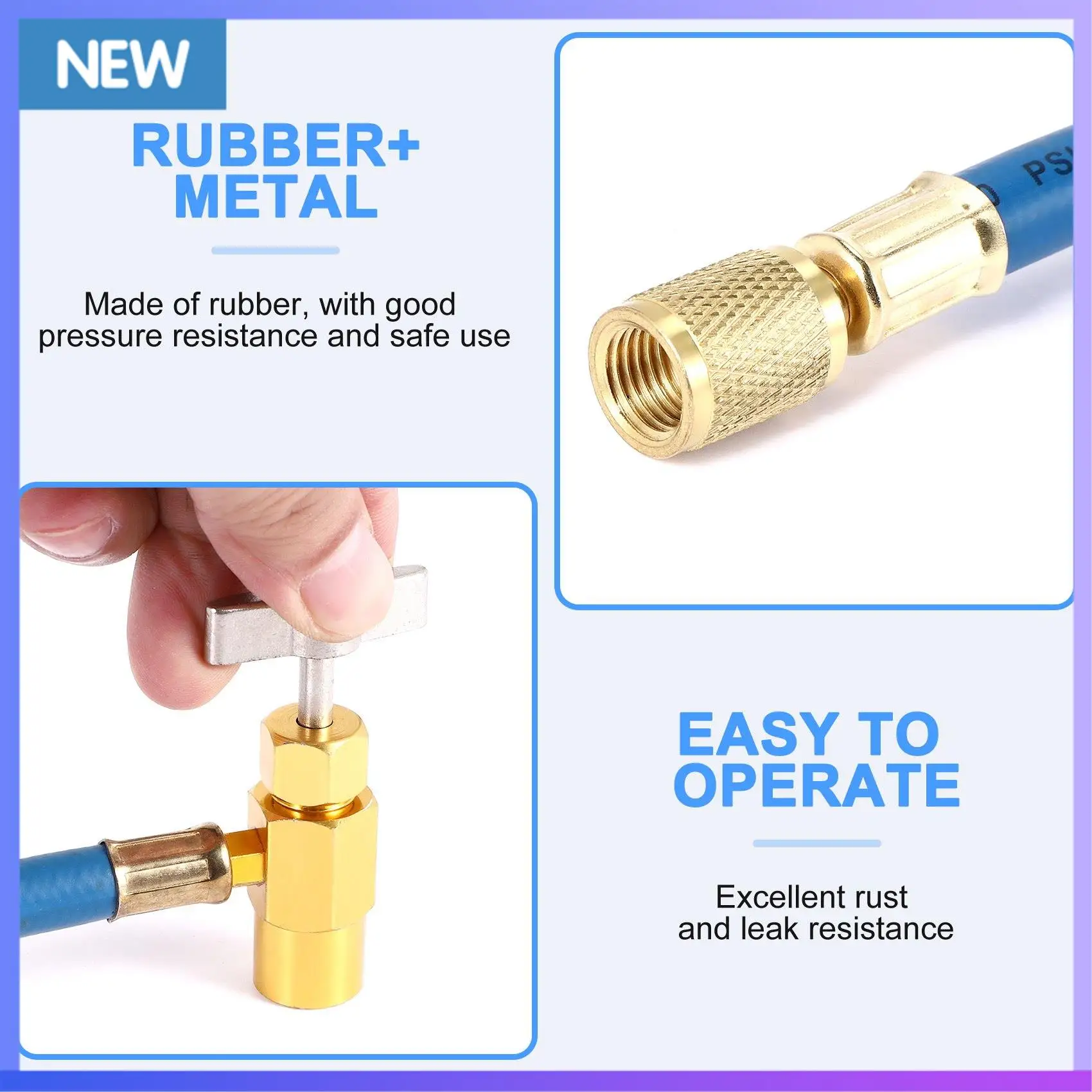 

A60P R134A Refrigerator Freon Recharge Hose Kit, R134A AC Refrigerant Charging Hose Gauge, Piercing Valve Hose Refrigerant