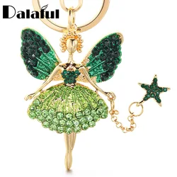 Angel Girl Keychain Rhinestone Crystal Key Chain Key Ring Holder Bag Pendant Accessories Cute Women Enamel Keyring for Car K403