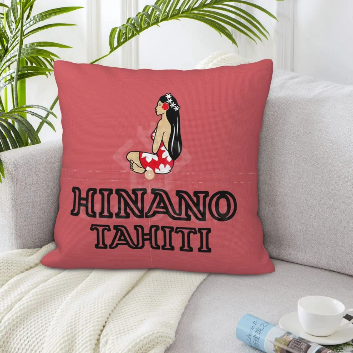 Hinano Tahiti Square Linen Pillowcase Cushion Cover Polyester Decorative Bed Home Comfort Throw Pillow
