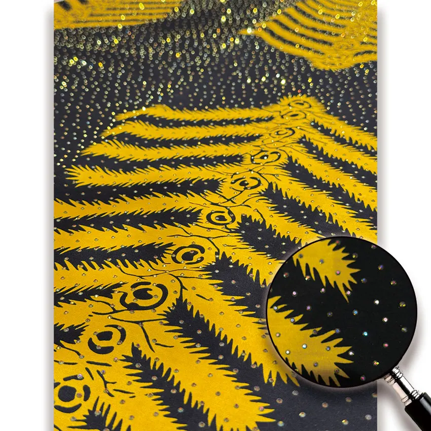 

2025 Latest Nigerian High Quality Cotton Ankara Rhinestone Wax Fabric African Real Wax With Full Stones 6Yard for Dress Y5-410-1