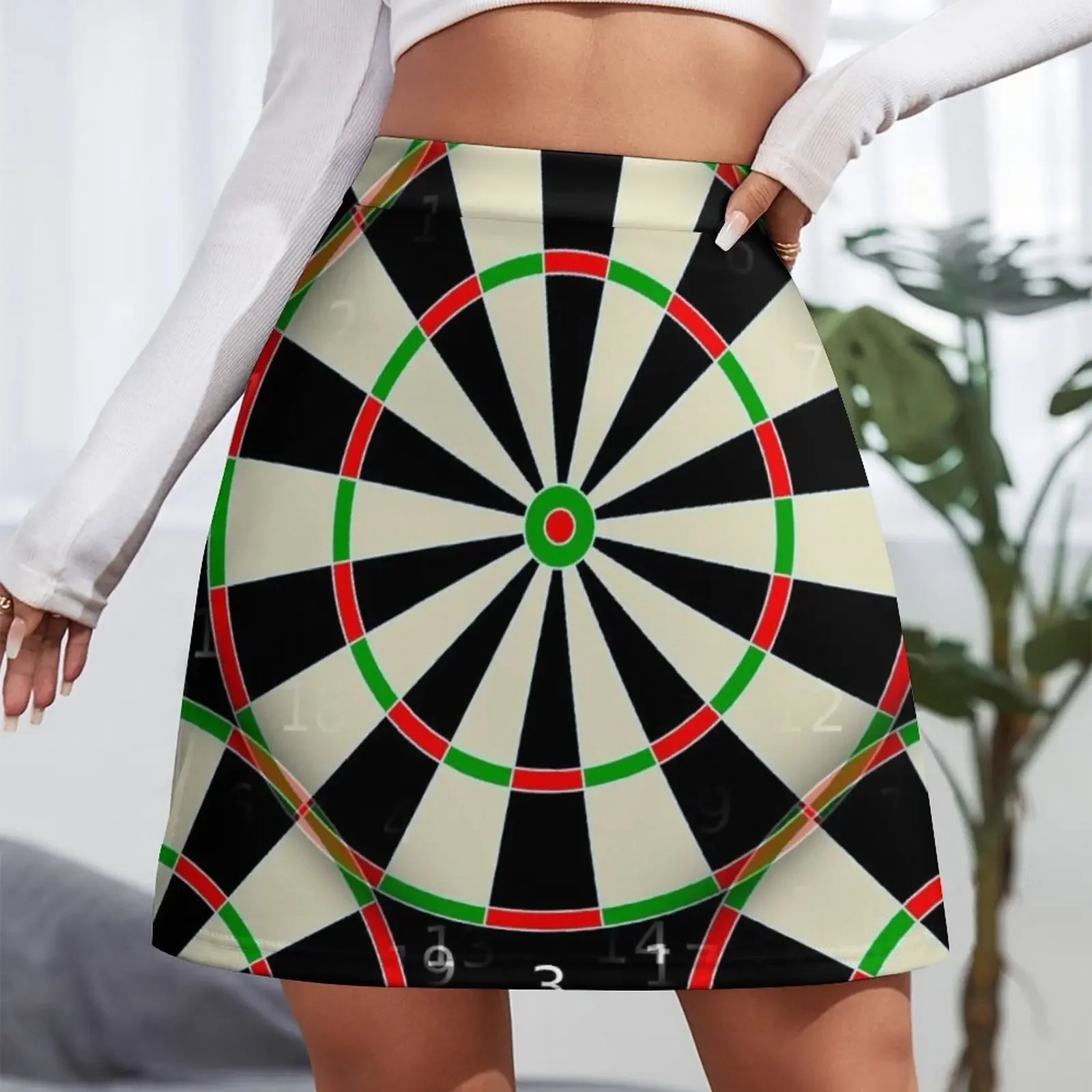 Dartboard Design 180 Mini Saia Roupas Roupas Femininas Saia de cetim