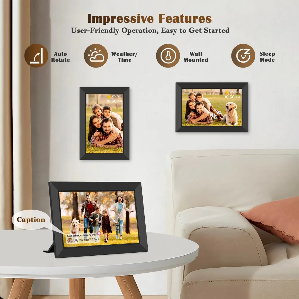 10.1 بوصة الذكية واي فاي إطار صور رقمي 32G FRAMEO 1280x800 IPS LCD تعمل باللمس تلقائي تدوير مشاركة على الفور هدية الكريسماس