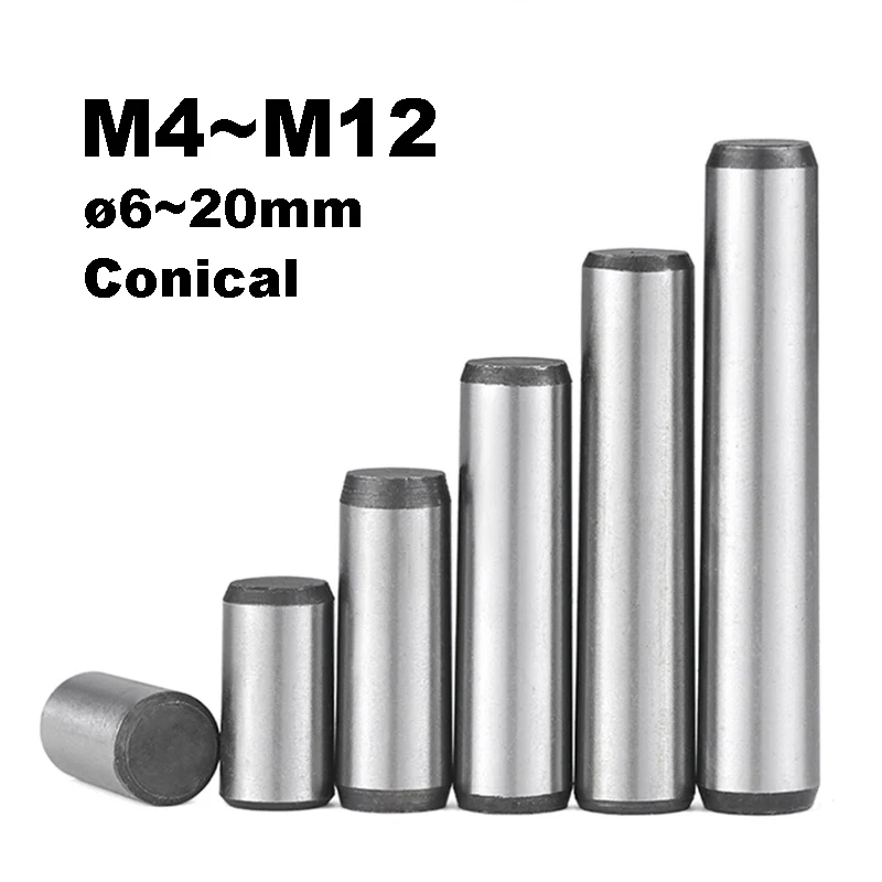 1/2Pcs Conical Quench Hardened Steel Solid Cylindrical Dowel Pins M4 M5 M6 M8 M10 M12 Fixed Parallel Cylindrical Pins