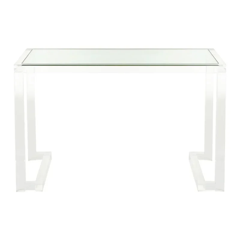 Fully Transparent Acrylic Dressing Table Super White Stalinite Desk Nail Table