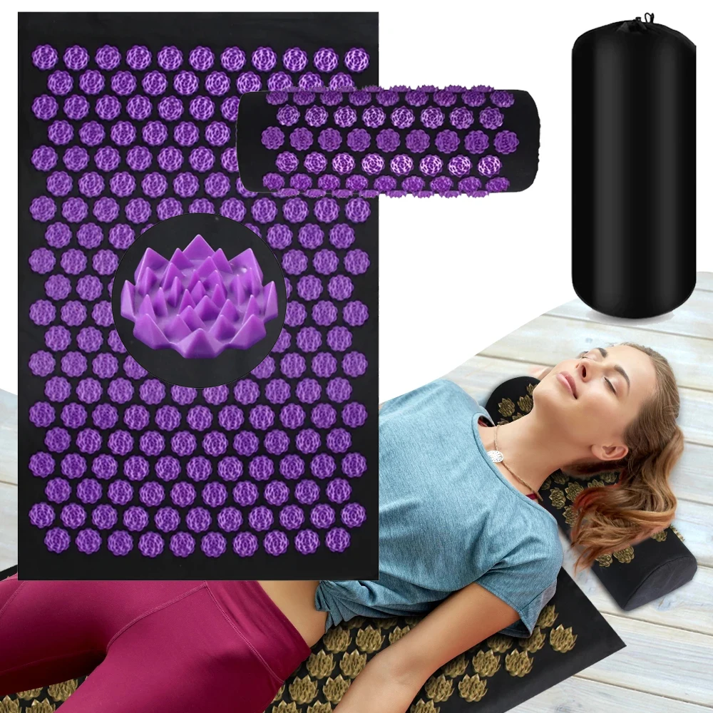

Shiatsu Acupressure Mat Spike Massage Pad Kuznetsov's Applicator Sport Fitness Cushion Pillow Massager Yoga Mat Pilates Exercise