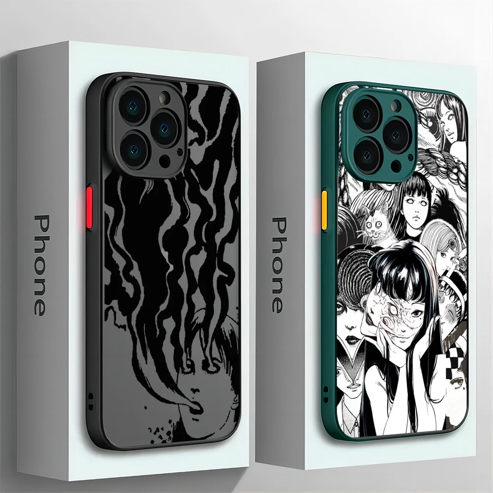 Junji Ito horror Hot comics Phone Case For iPhone 15 14 13 12 11 Pro Max X XR XSMax 7 8 Plus Matte Transparent Back Cover