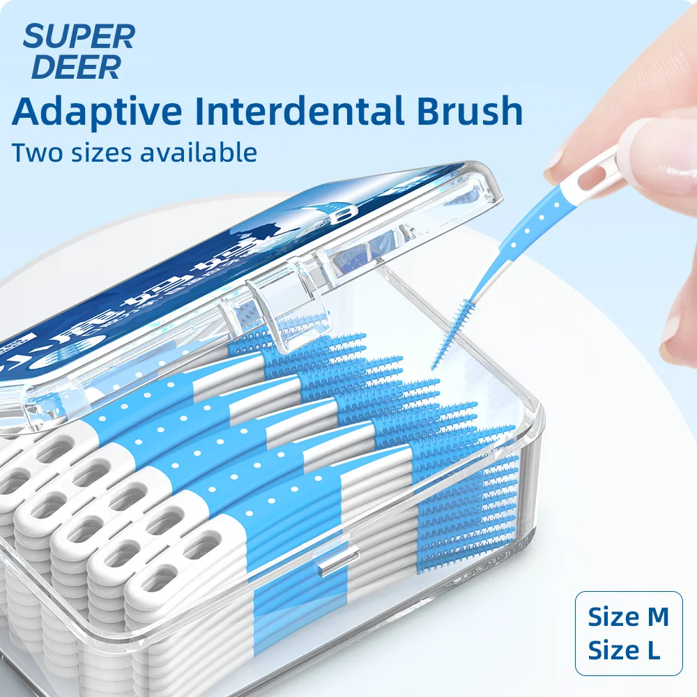 60/120/180 pcs Silicone Interdental Brush ,  Teeth Gap Cleaner Portable Storage Box Oral Care Cleaning Tool