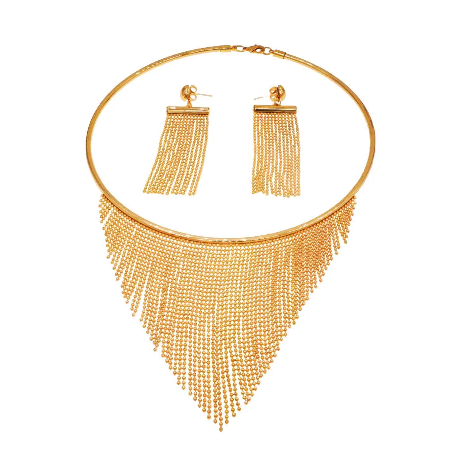 Set di gioielli da donna in due pezzi con nappe, scollo retrò ed elegante, adatto per accessori da festa