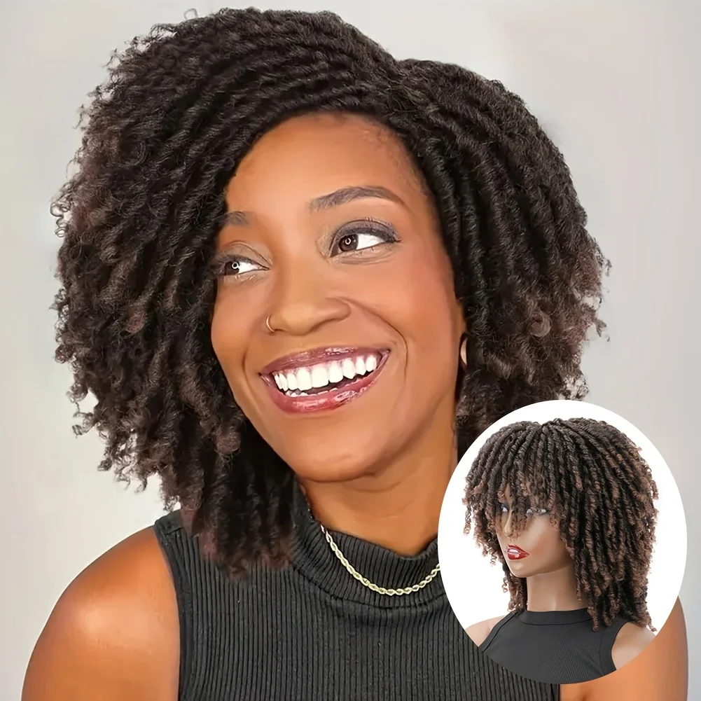 

Synthetic Dreadlocks Wig 6 Inch Afro Curly Twist Wig Heat Resitant Fluffy Faux Locs Dreads Wig For Women Daily Party Use
