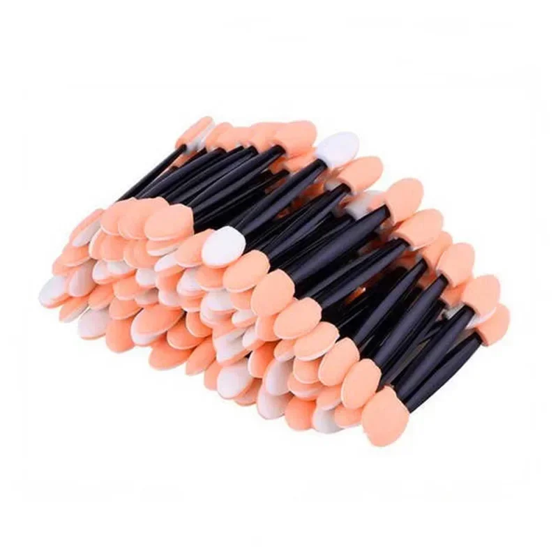 50 teile/beutel tragbare Lidschatten Stick Puder pinsel doppel endige Lidschatten Applikator Schwamm Augen Make-up kosmetische Werkzeuge