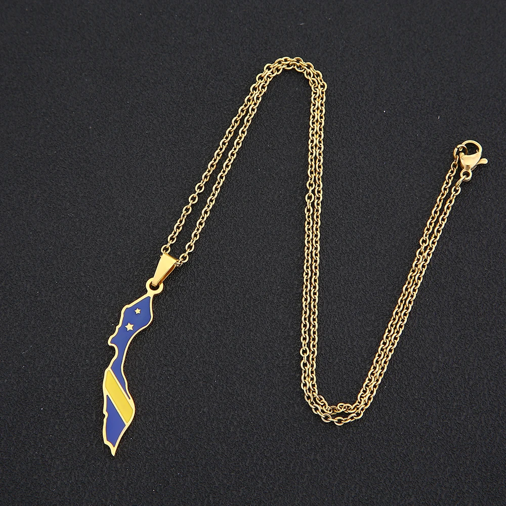 هولندا جزيرة كوراكاو خريطة العلم قلادة قلادة الفولاذ المقاوم للصدأ الذهب اللون الرجال النساء خريطة العرقية مجوهرات هدية