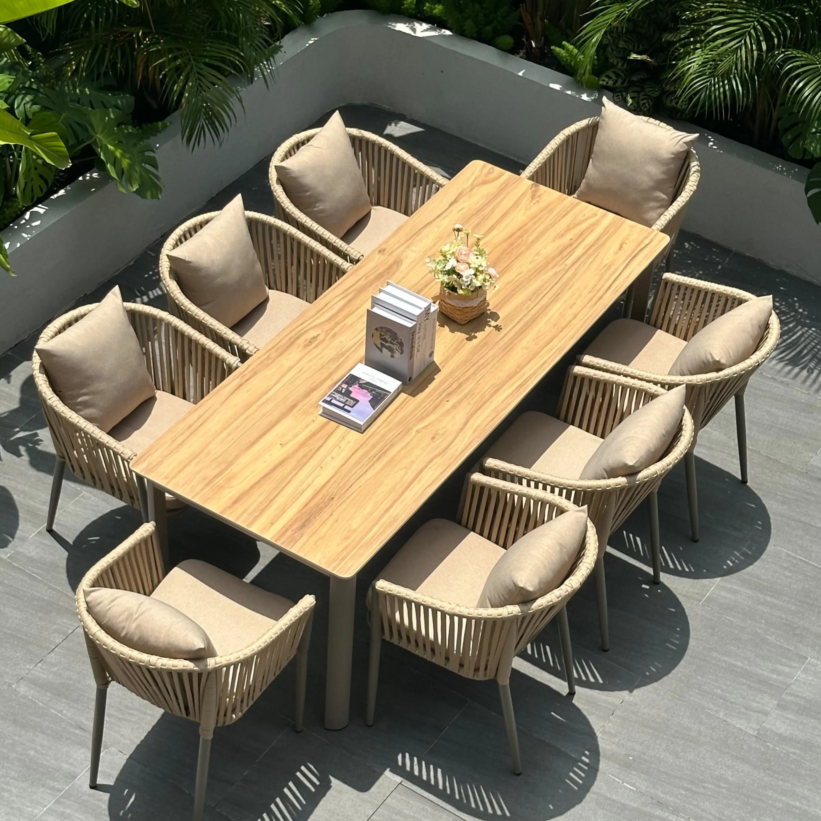 Outdoor tables and chairs courtyard outdoor garden rock slab table open-air balcony leisure sun protection table drawstring chai