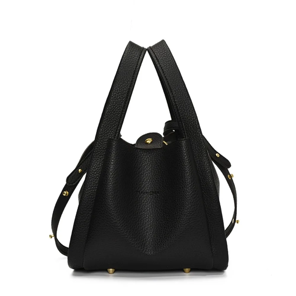 

Solid Color Vintage Basket Bag Large Capacity Korean Style Shoulder Bag Mother Child Package Women's Tote Bag Crossbody Bag