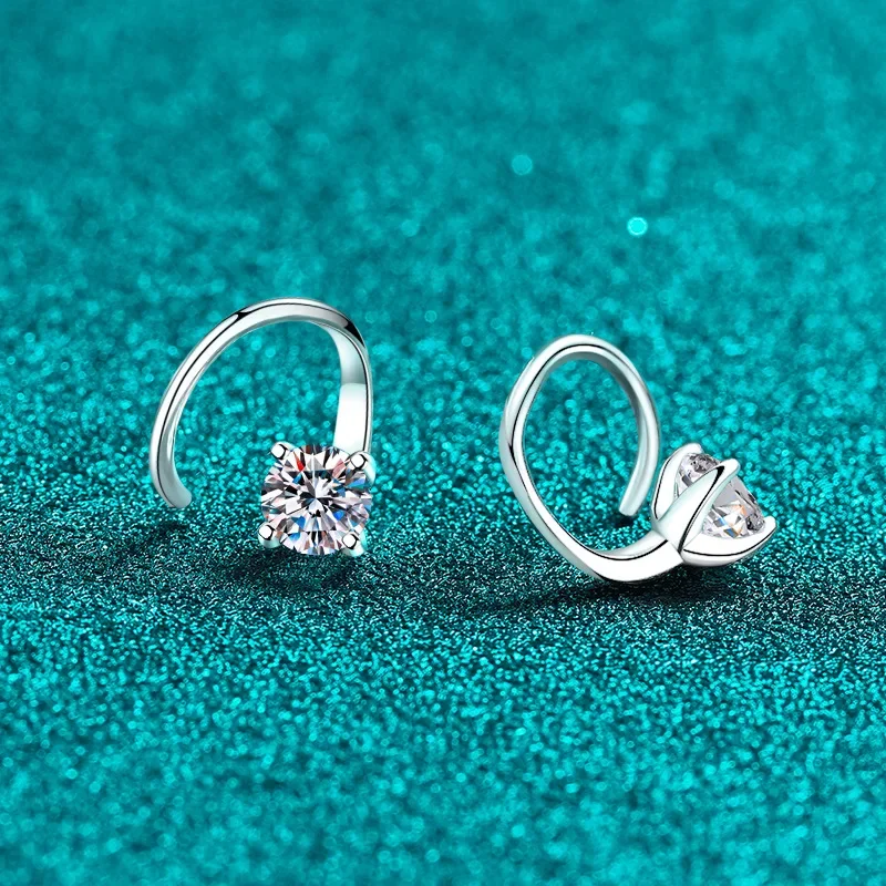 QIBAOKU 5mm Round Brilliant Cut Rotatable Moissanite Stud Earrings for Women 100% Pure GRA S925 Silver Bridal Jewelry 2026