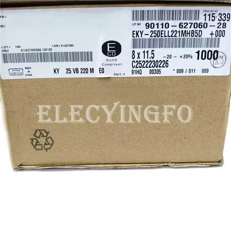 25V220UF KY Nippon Chemi-con NCC 8X11.5mm Aluminum Electrolytic Capacitor EKY-250ELL221MHB5D Long Life Low ESRb 220uF 25V