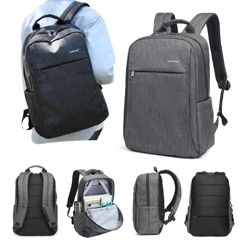 حقيبة ظهر مقاومة للماء للرجال من Tigernu مضادة للسرقة مقاس 15.6 بوصة حقيبة ظهر للكمبيوتر المحمول حقائب يومية غير رسمية للرجال حقيبة ظهر مدرسية للسفر بمنفذ USB