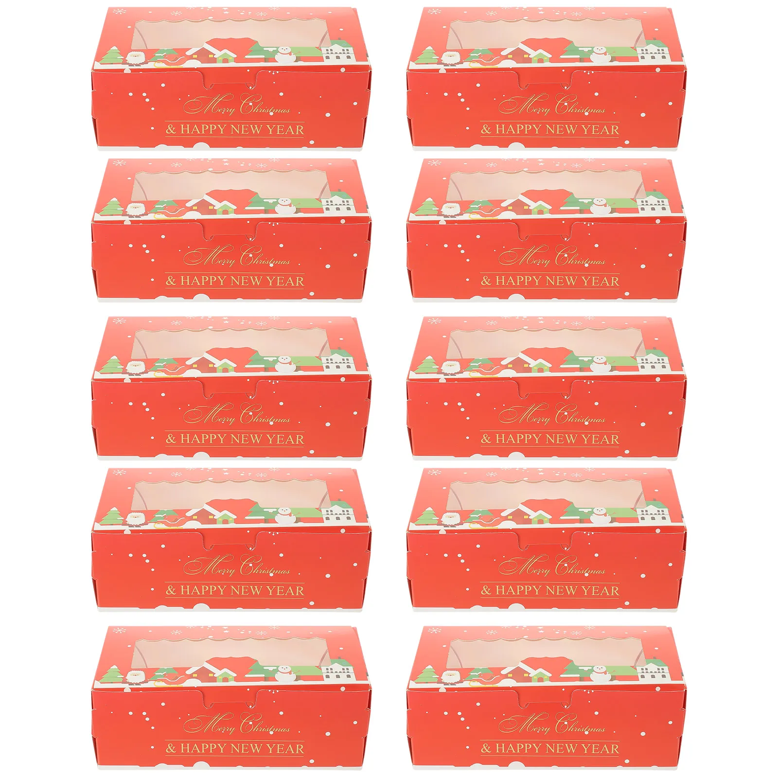

10pcs Macaron Boxes Christmas Red Size Lightweight Stylish Decorative Baking Containers Holiday Gift Party Supplies Candy