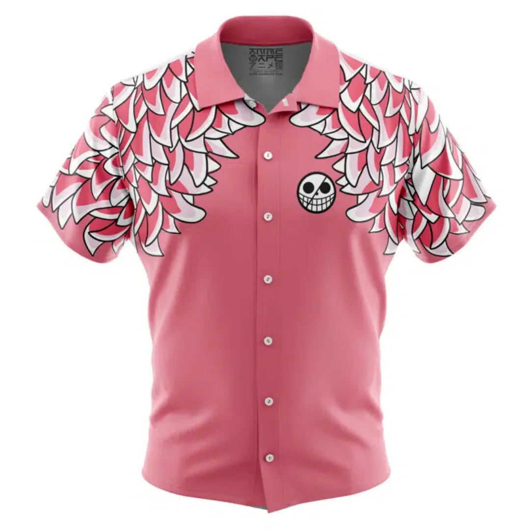 2026 Doflamingo Patroon Een Stuk Button Up Hawaiiaans Shirt Sport Snel Droog Heren Shirt Kinderkleding Tee Top Y2k Vrouw