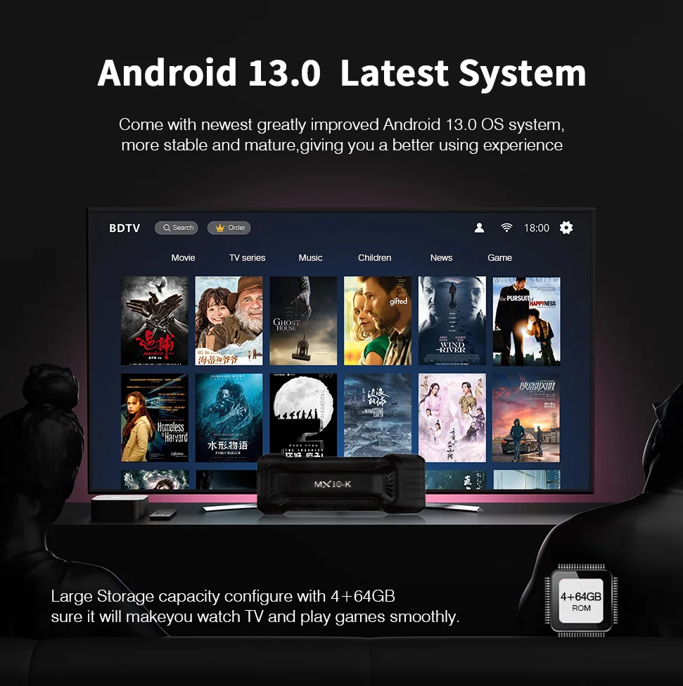 Smart TV Stick MX10-K Dual-Core S905L CPU Stick TV WiFi 2.4G 4GB 64GB Android TV Stick Telecomando a infrarossi Fire Stick