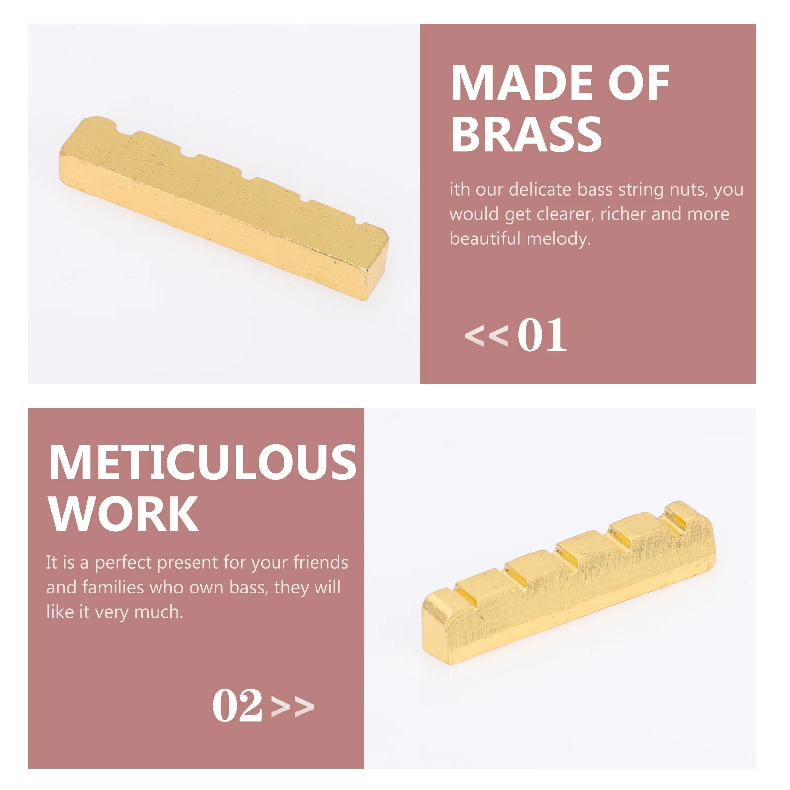 

Electric Bass String Nuts Premium Brass Replacement For Noise Reduction Improved Tone Sustain Durable Lightweight Music