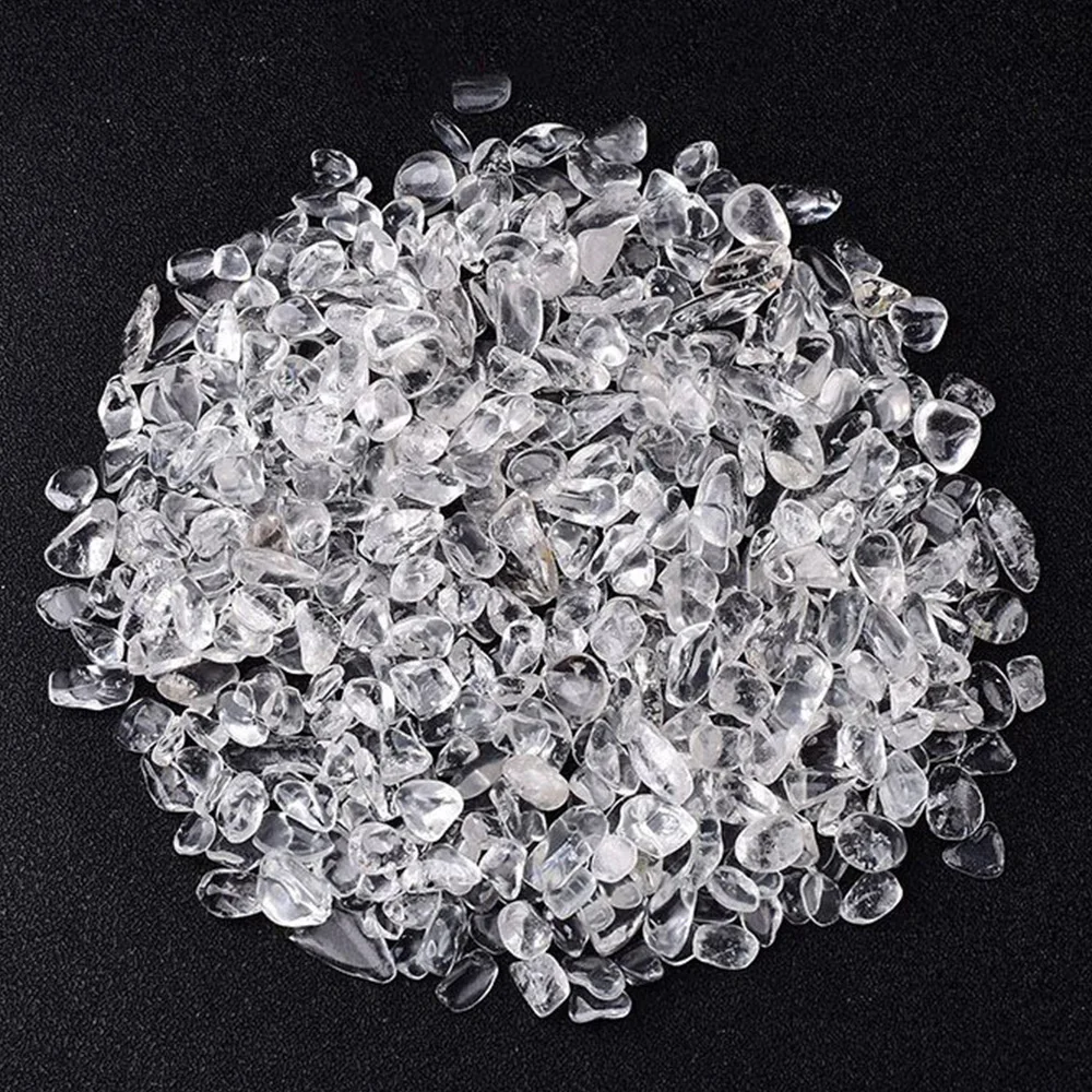 Natural Clear Quartz Crystal Chips Tumbled Chips Reiki Healing Crystals Small Tumbled Stones Gravel 7-9mm Fish Tank Garden Decor