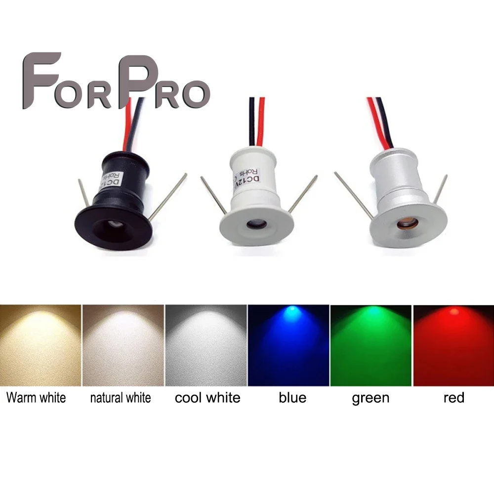 

1W Mini LED Spotlight 15mm Cutout Recessed Downlight Indoor P65 12V Spot Light Ceiling Lamp Showcase Display Lighting