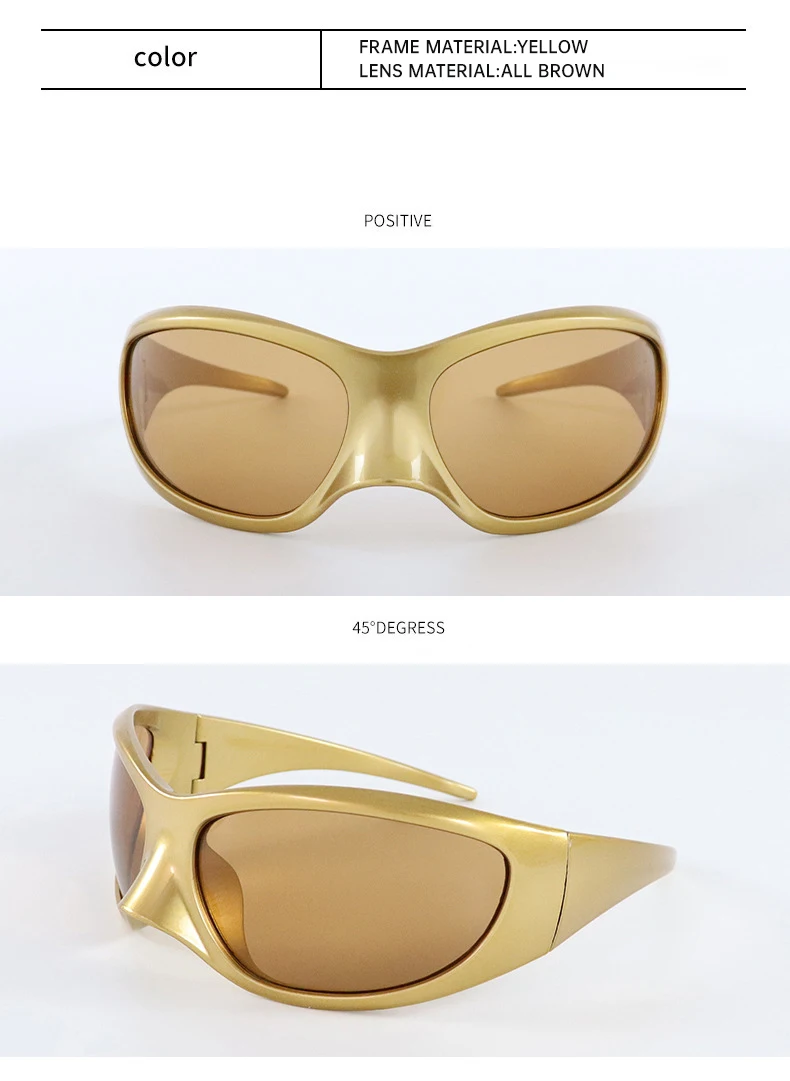 Übergroße Y2K-Punk-Sonnenbrille für Damen, 2026, Luxusmarke, Warp Around, Steampunk-Sonnenbrille für Damen, Shades, Vintage-Brillen, UV400 – Detail 10