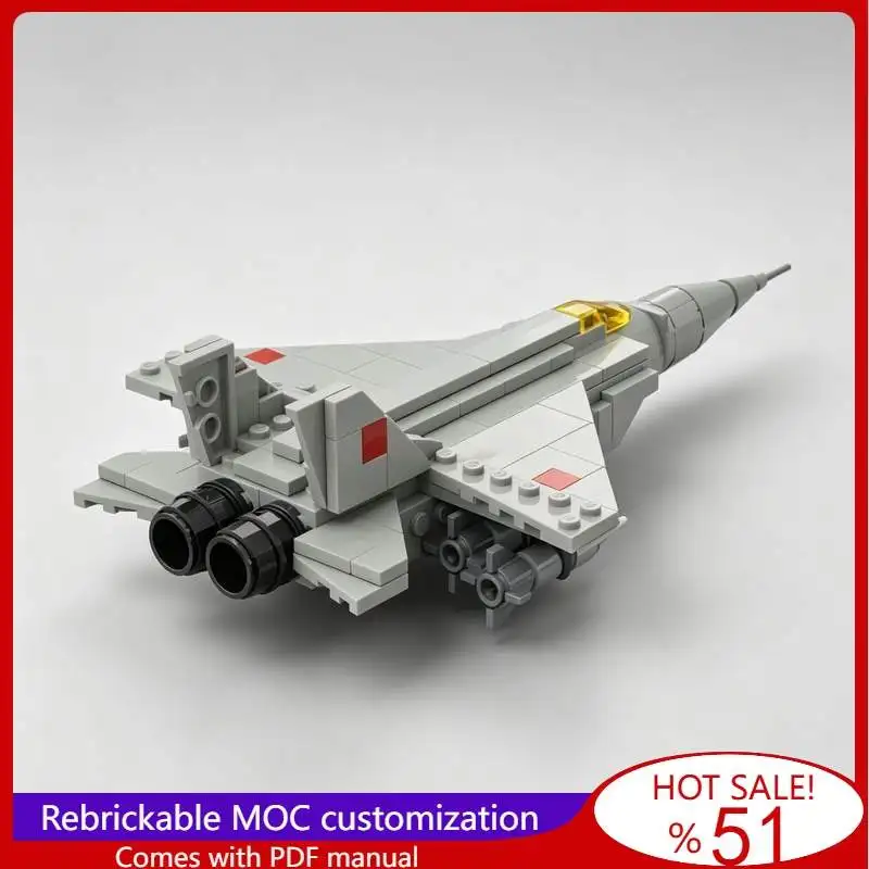 211PCS MiG 25 Foxbat Supersonic Interceptor War Series Fighter Jet Building Block Model DIY Assembly Collection Display Gift Toy