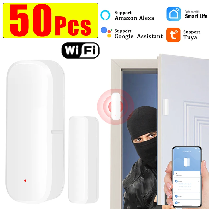 WiFi Smart Window Door Sensor Door sensore magnetico rilevatore di allarme domestico Tuya Smart Life APP Control funziona con Alexa Google