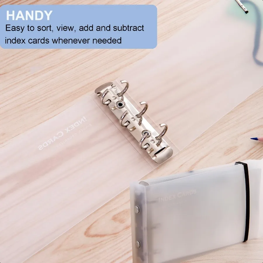 Raccoglitore per schede indice 3×5 con tasche in plastica, piccolo cartella organizzata per ricette Flashcard, quaderni portatili ca