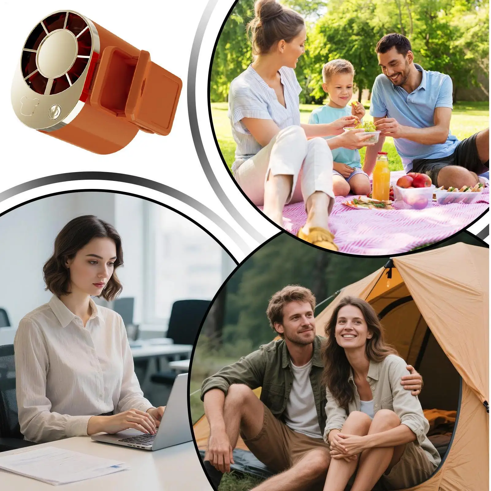 

Wearable Fan 3 Speeds 360 Degree Rotation LED Display Device Clip On Fan for Summer Travel Camping Beach Festival Sports Offices