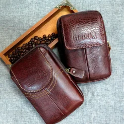 Vintage Leder Vintage Taillen packungen Handy tasche Taschen Multifunktion männer reisen Gürtel tasche Gürtels ch laufen Hüft tasche