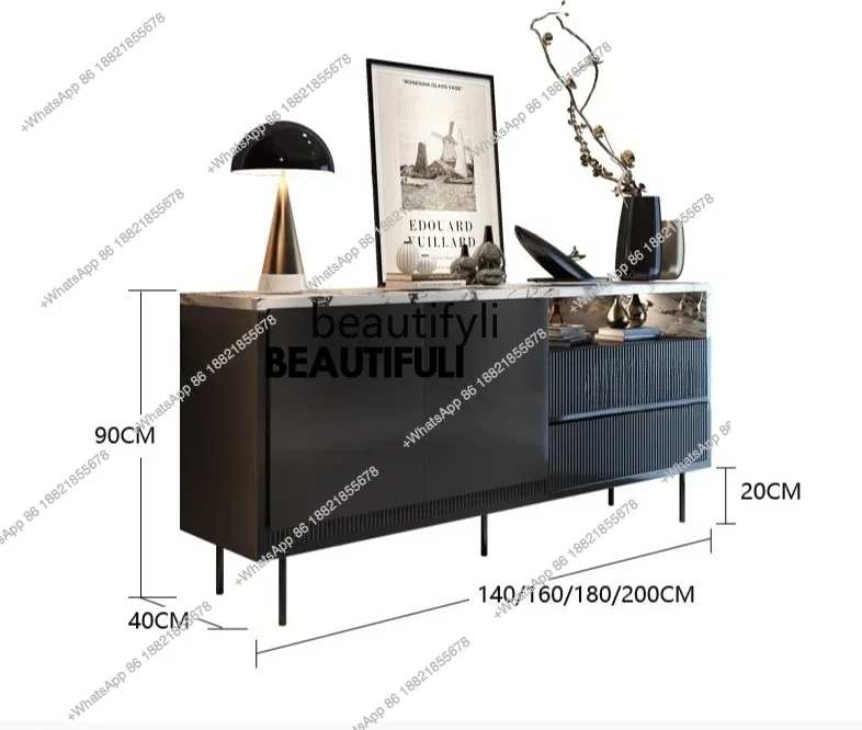 ss8350 Italian minimalist entrance cabinet opposite the door Designer villa living room High-end marble dining side locker