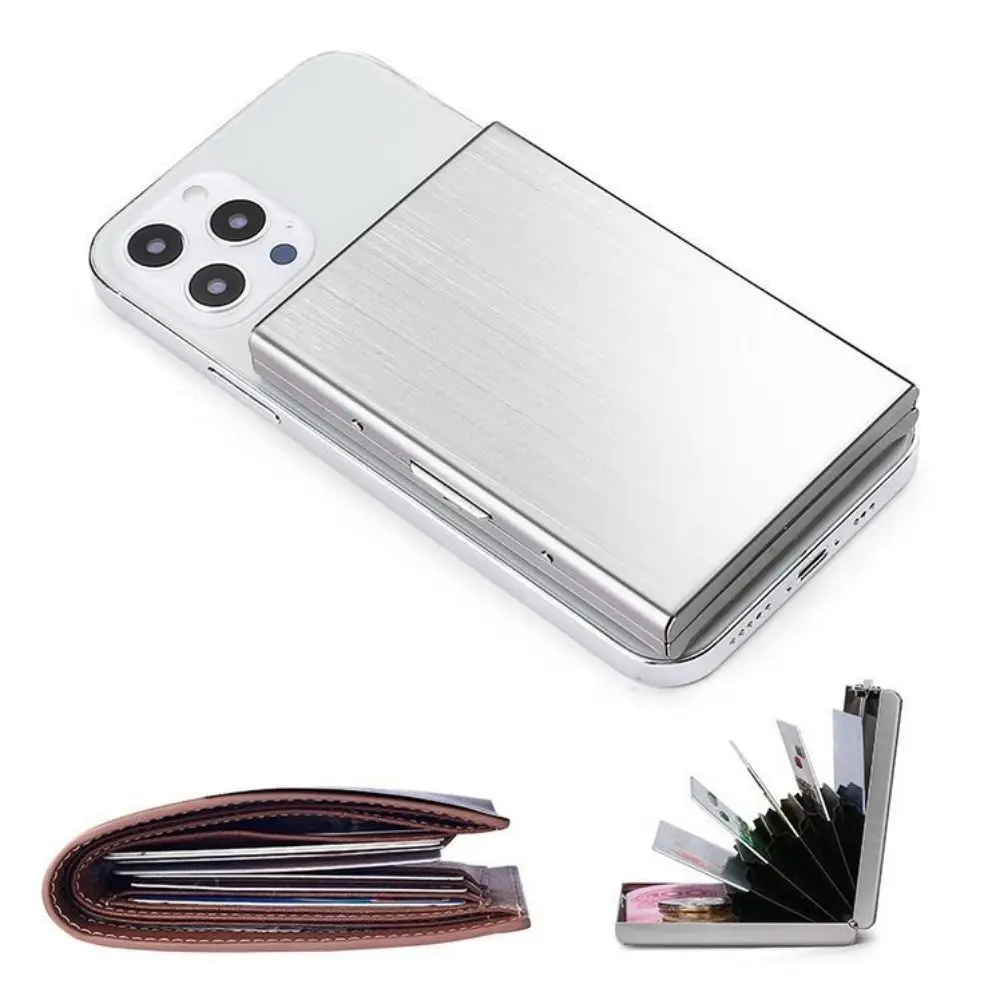 

Fashion 6/10 Slots Credit Card Holder Stainless Anti RFID ID Cardholder Slim Short Wallet Travel