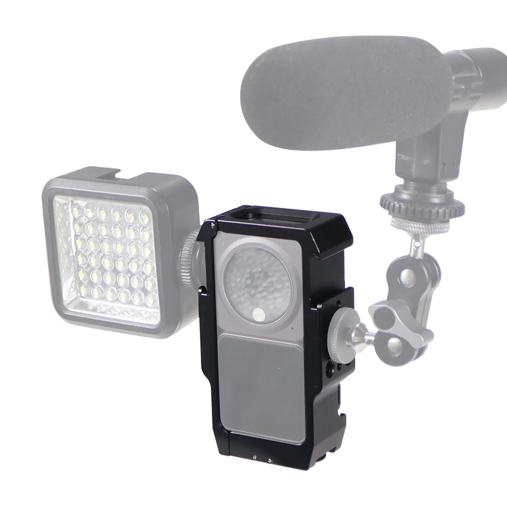 Magnetischer Action-Kamera-Käfig für DJI Action 2 Dual-Screen Vollkäfig mit Cold-Shoe-Halterung, 1/4 3/8 ARRI-Positionierungslöchern und Ladestation – Detail 26