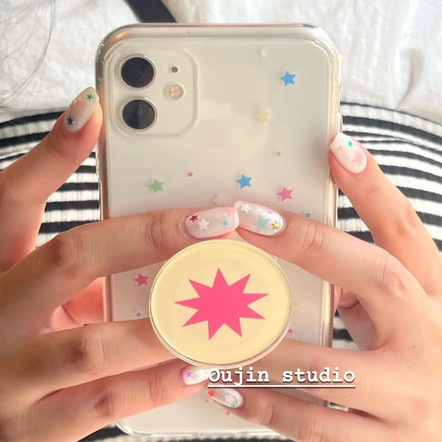 Korea ins small numerous amine color stars for 15promax/14 new 15pro new 15 phone case 14promax/13/11/12 transparent soft shell