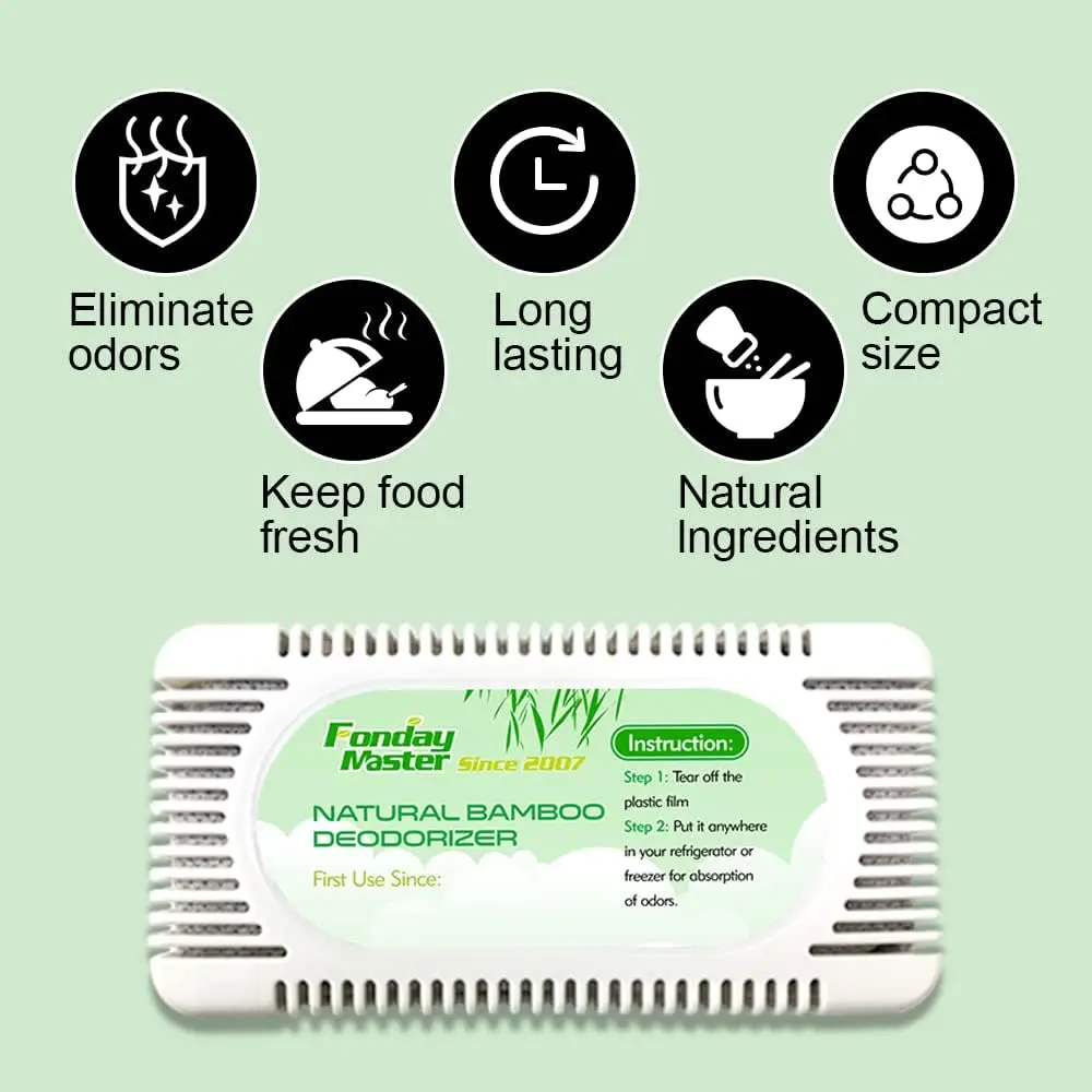 2Packs Bamboo Charcoal Refrigerator Deodorizer, Odor Eliminator | Reusable air freshener, More effective than baking soda, For f
