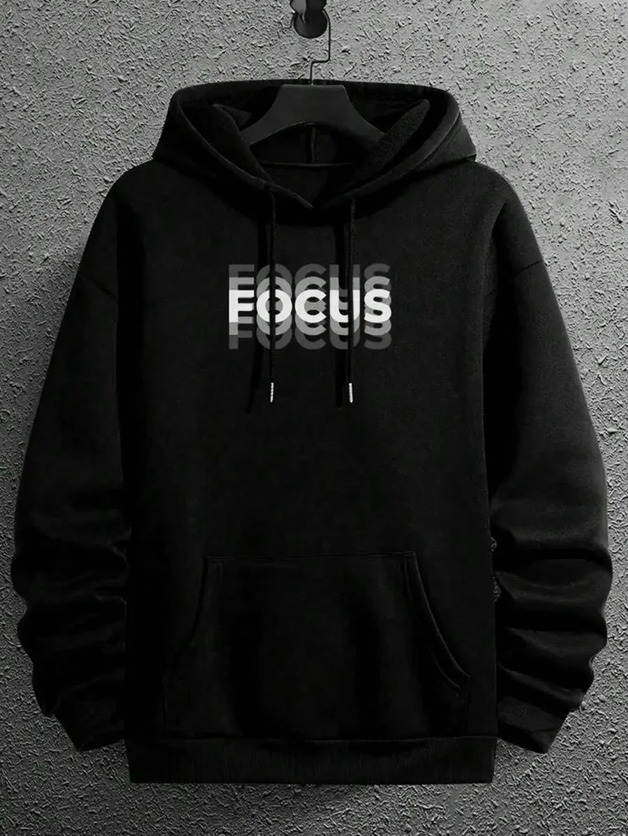 

Trendy Pure Cotton Hoodie with Eye - Catching "FOCUS" Design Ideal for Standing Out in The Crowd and Reminding Yourself To Stay