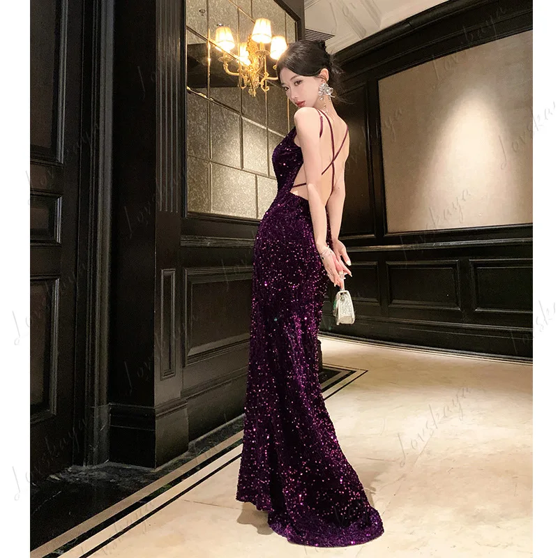nouvelle-robe-courte-style-haut-de-gamme-temperament-de-luxe-leger-sequins-de-haute-qualite-robe-a-bretelles-dos-nu-violette