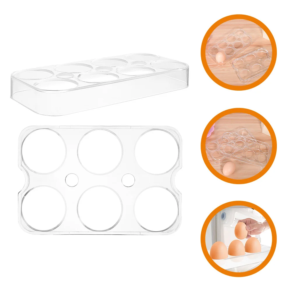 

2Pcs Egg Storage Racks Transparent Plastic Trays for Kitchen Side Door Fridge Refrigerator Egg Holder Storage Solution