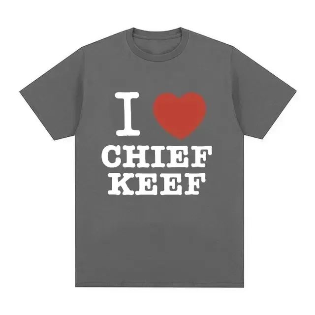 I Love Chief Keef T Shirt Men's Fashion Casual Short Sleeve T-shirt Vintage Gothic Summer Cotton Man T-shirts Hip Hop Streetwear