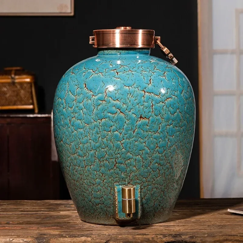 Ceramic wine jar household seal 5kg 15kg 25kg high-end wine storage tank empty bottle bubble Baijiu jar