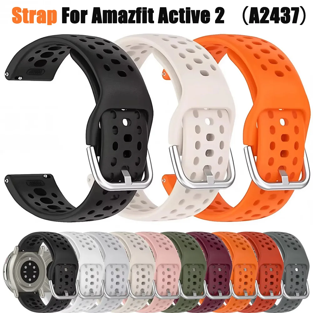 Pulseira de silicone para amazfit active 2 (a2437), pulseira substituível para relógio inteligente amazfit active2, acessórios para pulseira de relógi