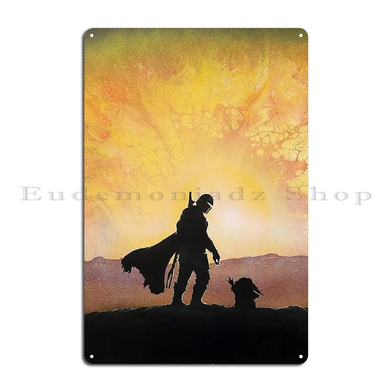 Mando Hunter And Child Canvas Metal Plaque Poster Poster Wall Decor Designer Custom Cinema Tin Sign Poster