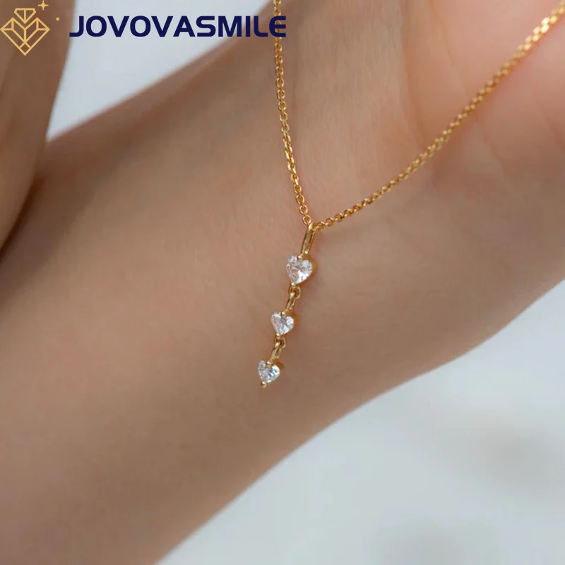 

JOVOVASMILE Moissanite Heart Necklace 18k Gold Fashion Jewelry For Woman Girls Accessories Christmas Gift