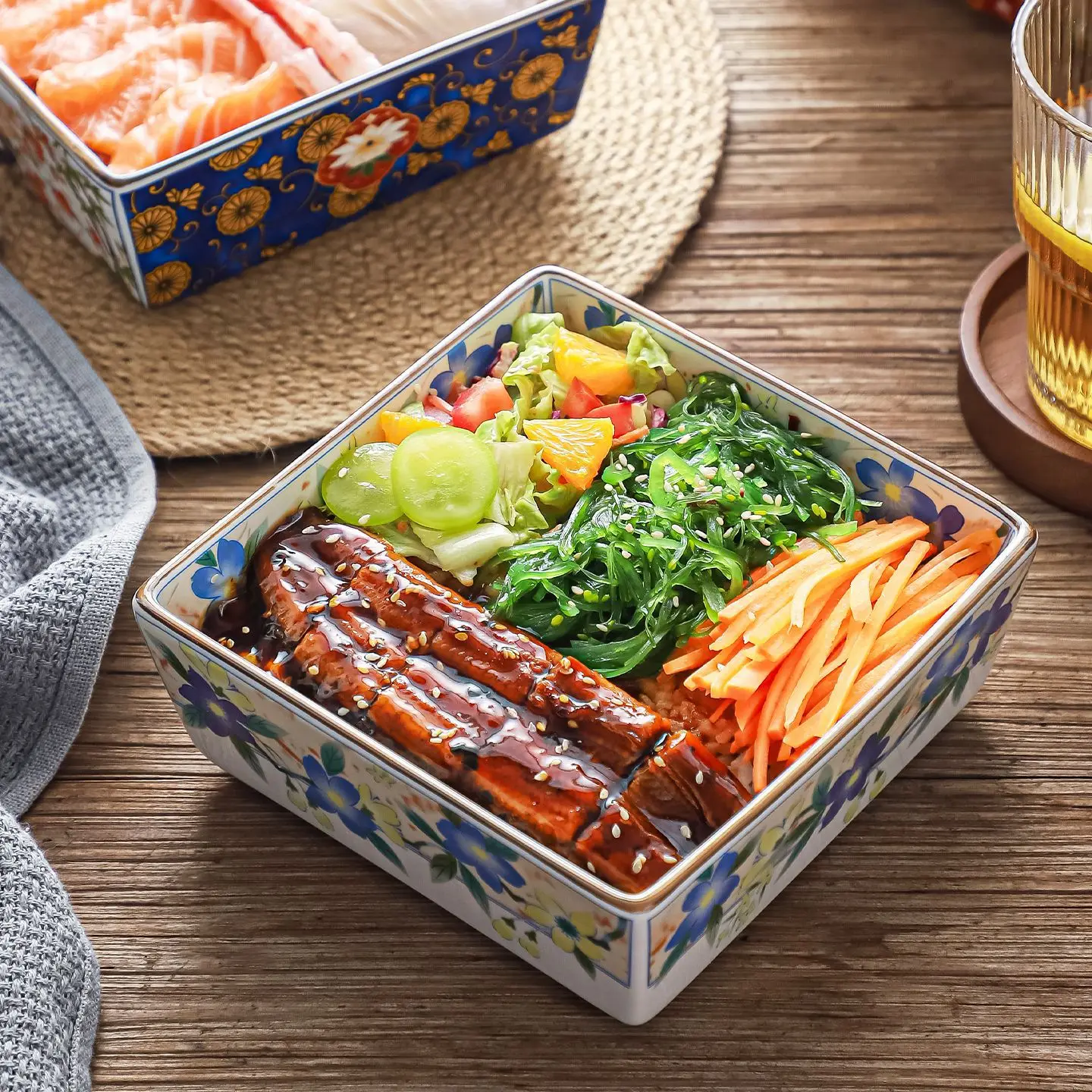 DSA Household and Commercial Ceramic Deep Plate Cooking Tableware Square Plate Deep Bowl Cooking Lunch Box